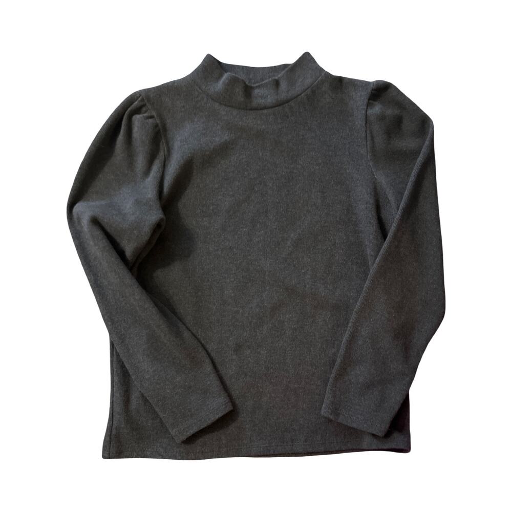Madewell Ribbed Mock Neck Top Gray Puff Shoulder Long Sleeve Women's Medium